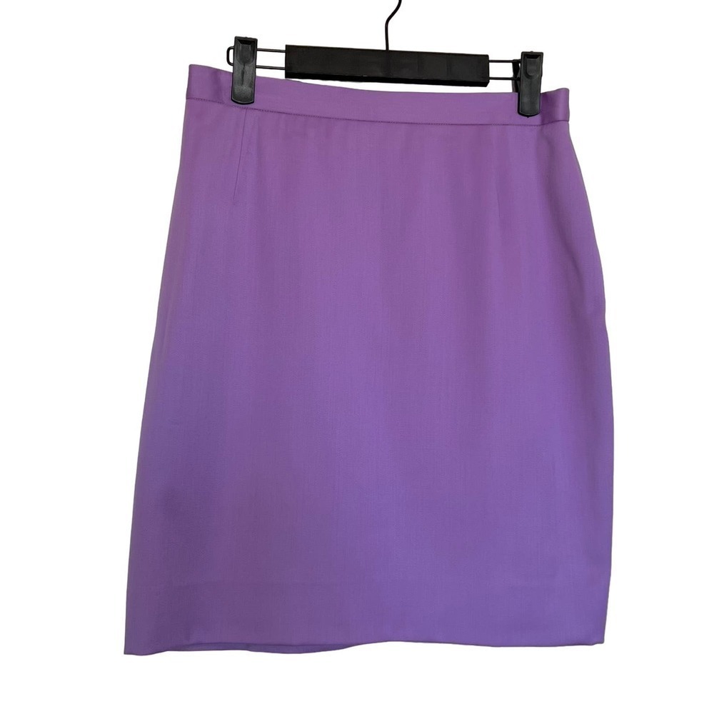 Escada for Neiman Marcus Pure New Wool Purple Lined Pencil Skirt Size 38